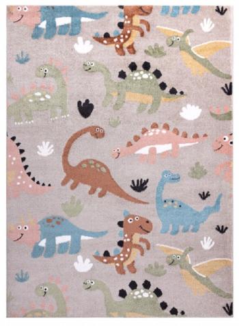 Dywany Łuszczów Dětský kusový koberec Fun Dino beige - 140x190 cm Vícebarevná