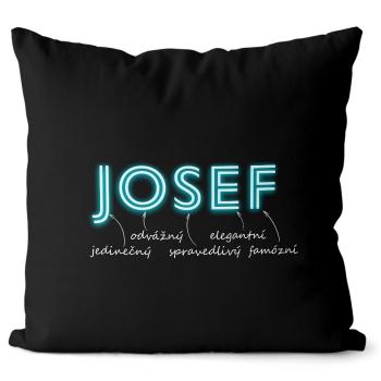 Polštář Mužská jména – NEON (Velikost: 55 x 55 cm, Jméno: Josef)