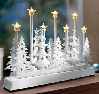 Led dekorace vánoční les s hrací skříňkou