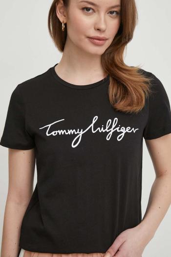 Bavlněné tričko Tommy Hilfiger černá barva, WW0WW41674