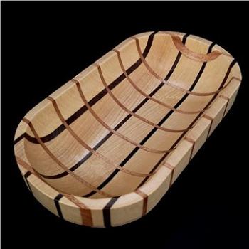 AMADEA Dřevěná miska mozaika ovál, masivní dřevo, 3 druhy dřevin, 22x12x4,5 cm (25700-00)