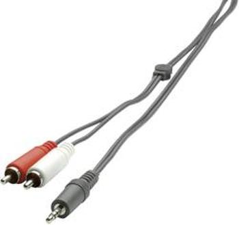 Připojovací kabel SpeaKa, jack zástr. 3.5 mm/ 2x cinch zástr., černý, 2 m