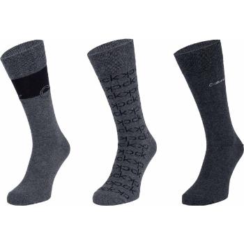 Calvin Klein 3PK MULTI LOGO DRESS CREW GIFTBOX DARWIN Pánské ponožky, tmavě šedá, velikost UNI