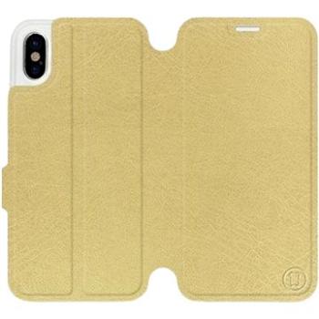 Flip pouzdro na mobil Apple iPhone X v provedení  Gold&Orange s oranžovým vnitřkem (5903226010356)
