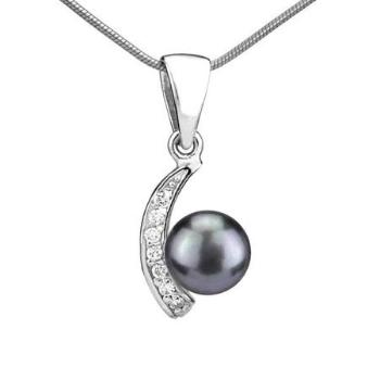 SILVEGO Stříbrný přívěsek s přírodní černou perlou v barvě Tahiti FNJP0608 BP