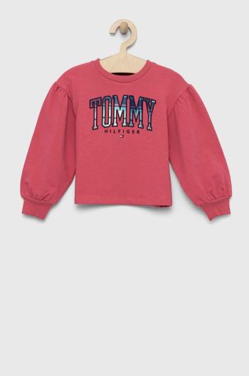 Dětská mikina Tommy Hilfiger růžová barva, s aplikací