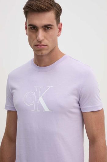 Bavlněné tričko Calvin Klein Jeans fialová barva, s potiskem, J30J325678