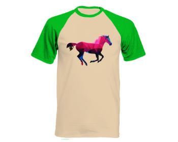 Pánské tričko Baseball Kůň z polygonů