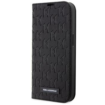 Karl Lagerfeld Saffiano Monogram Book Pouzdro pro iPhone 13 Pro Max Black (KLBKP13XSAKLHPK)