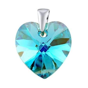 SILVEGO stříbrný přívěsek modré Srdce 14mm se Swarovski&reg; Crystals