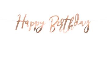 PartyDeco Banner růžovozlatý - Happy Birthday 16,5 x 62cm