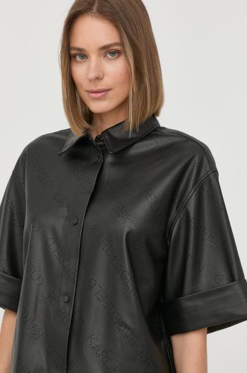 Košile Karl Lagerfeld dámská, černá barva, relaxed, s klasickým límcem