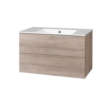 Aira, koupelnová skříňka s keramickým umyvadlem 100 cm, dub (CN722)