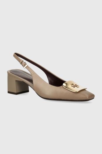 Kožené lodičky Tory Burch Georgia Slingback béžová barva, na podpatku, s odkrytou patou, 156479.200