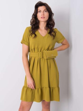 KHAKI DÁMSKÉ ŠATY S PÁSKEM DHJ-SK-13078.31P-KHAKI Velikost: ONE SIZE