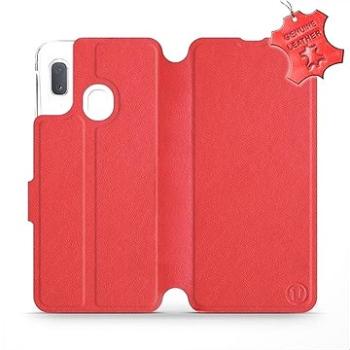 Flip pouzdro na mobil Samsung Galaxy A20e - Červené - kožené -   Red Leather (5903226908257)