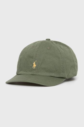Bavlněná čepice Polo Ralph Lauren zelená barva, hladká