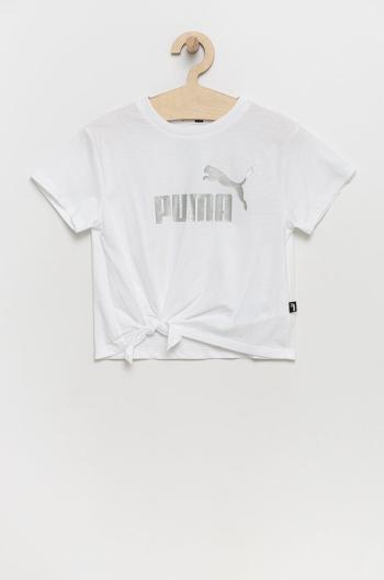 Dětské bavlněné tričko Puma 846956 bílá barva