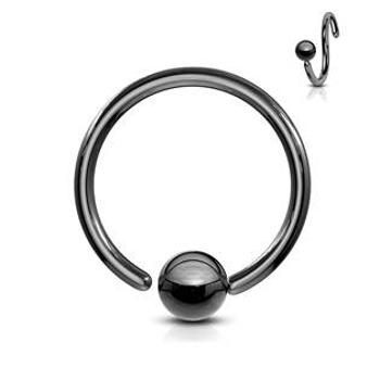 Šperky4U Piercing - kruh černý, kulička 3 mm - K1002K-12124