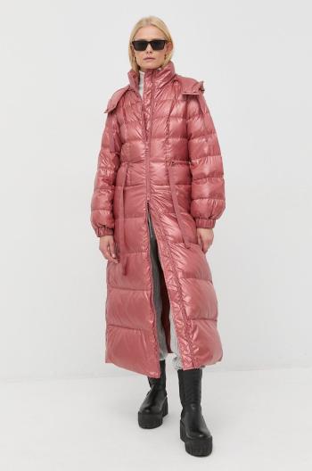 Péřová bunda Twinset dámská, růžová barva, zimní