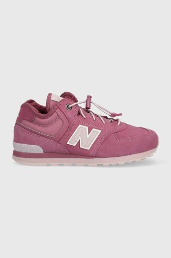 Dětské semišové zimní boty New Balance GV574HP1 fialová barva