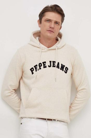 Bavlněná mikina Pepe Jeans Rane pánská, béžová barva, s kapucí, melanžová, PM582556