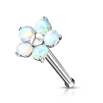 Šperky4U Piercing do nosu - kytička s opály - N0127-WH