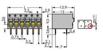 Pružinová svorkovnice WAGO 2081-1223, 1 mm², Pólů 3, šedá, 230 ks