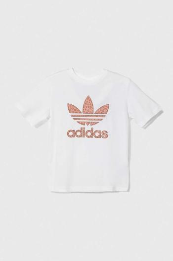 Dětské bavlněné tričko adidas Originals bílá barva, s potiskem