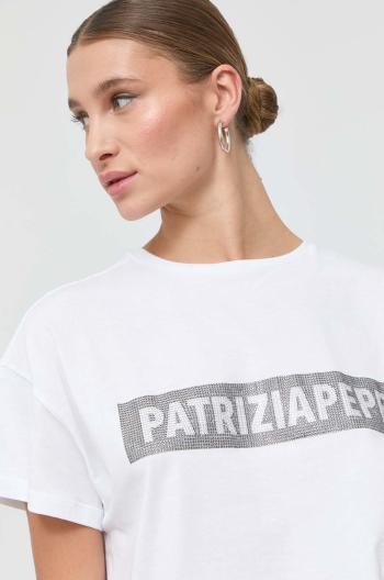 Bavlněné tričko Patrizia Pepe bílá barva