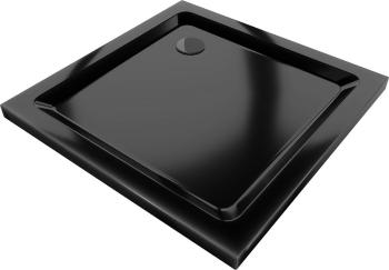 MEXEN/S Flat sprchová vanička čtvercová slim 80 x 80 cm, černá + černý sifon 40708080B
