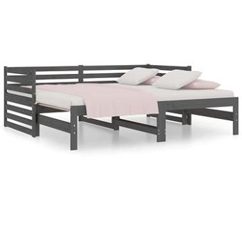 Výsuvná postel šedá 2× (90 × 190) cm masivní borovice, 814671 (814671)