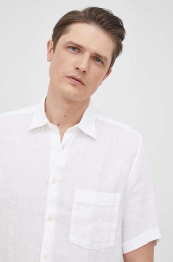 Plátěná košile Marc O'Polo pánská, bílá barva, regular, s klasickým límcem