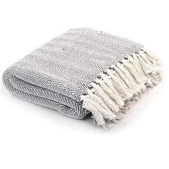 Bavlněná deka se vzorem rybí kosti 160 × 210 cm šedá