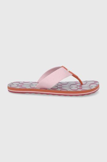 Žabky Coach dámské, růžová barva, na plochém podpatku