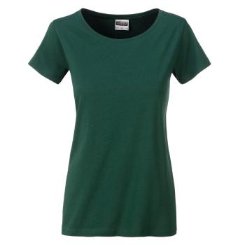 James & Nicholson Klasické dámské tričko z biobavlny 8007 - Tmavě zelená | L