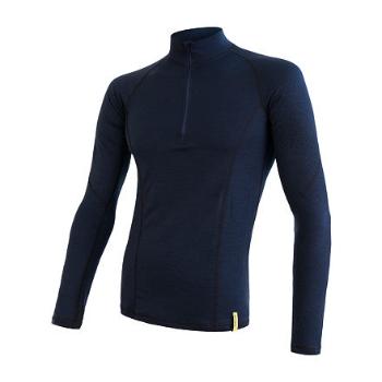 SENSOR MERINO DF pánské triko dl. rukáv zip deep blue Velikost: S