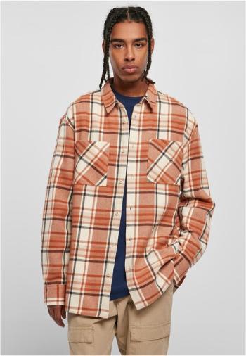 Urban Classics Long Oversized Checked Leaves Shirt softseagrass/red - 3XL