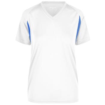 James & Nicholson Dámské sportovní tričko s krátkým rukávem JN316 - Bílá / královská modrá | XS