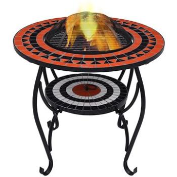 Mozaikový stolek s ohništěm terakotovo-bílý 68 cm keramika (46726)