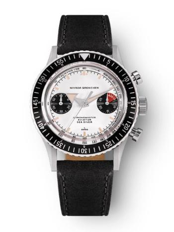 Nivada Grenchen Chronomaster Panda Manual - Black leather