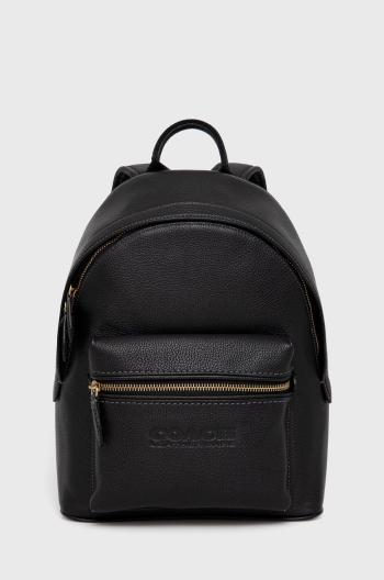 Kožený batoh Coach dámský, černá barva, malý, hladký