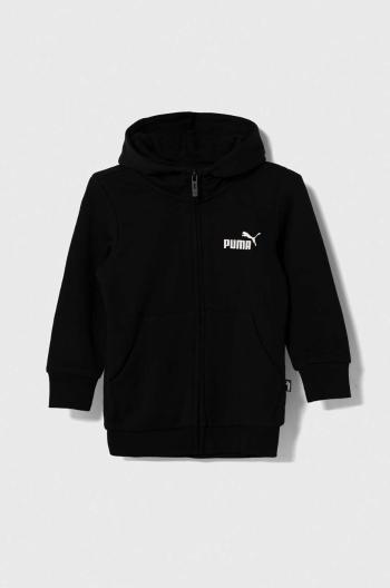 Dětská mikina Puma ESS Small Logo Full-Zip Hoodie TR G černá barva, s kapucí, hladká