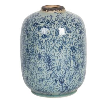 Vintage keramická váza s modrými kvítky Bleues - Ø 12*16 cm 6CE1201