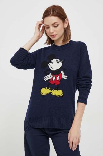 Vlněný svetr United Colors of Benetton x Disney dámský, tmavomodrá barva, lehký