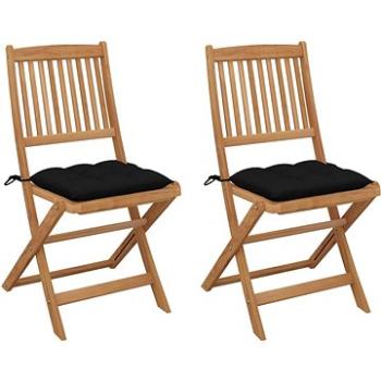 Skládací zahradní židle s poduškami 2 ks masivní akáciové dřevo, 3064666 (3064666)
