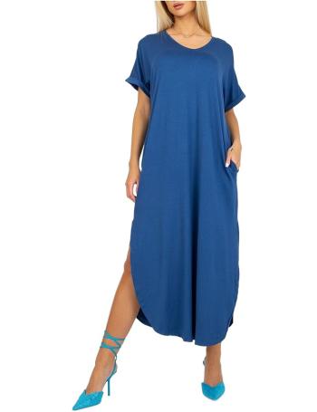 Tmavě modré bavlněné oversize šaty s rozparky vel. M