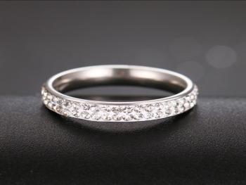 Ziskoun Dámský prsten s kamínky ve dvou řadách z chirurgické oceli SR189 Průměr: Vel. 8 - 19 mm