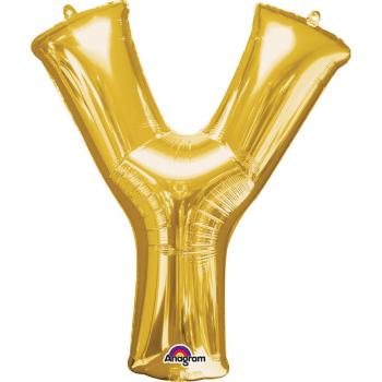 Amscan Mini fóliový balónek písmeno Y 33 cm zlatý