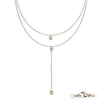 Šperky4U Dvojitý ocelový náhrdelník se zirkony - OPD0229-RD